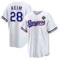 Texas Rangers #28 Jonah Heim 2023 White BFRAILEY World Series Stitched Jersey