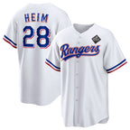 Texas Rangers #28 Jonah Heim 2023 White BFRAILEY World Series Stitched Jersey