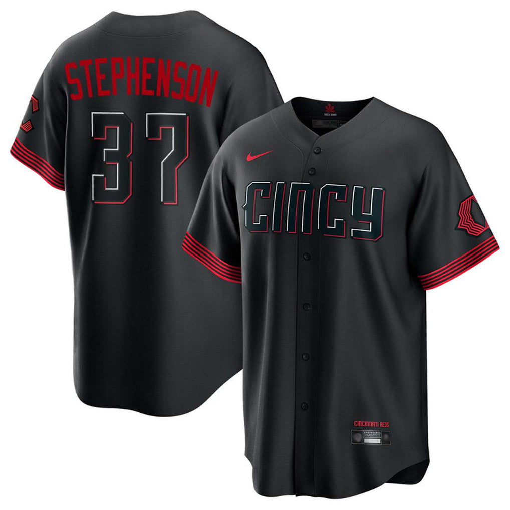 Cincinnati Reds #37 Tyler Stephenson Player Black BFRAILEY City Connect Home Game Stitched Jerseys