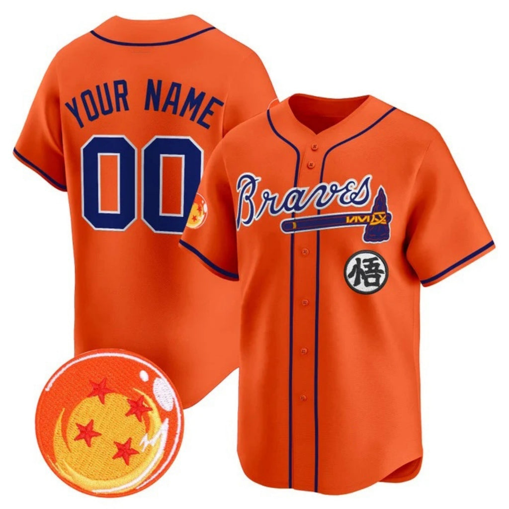 Custom Atlanta Braves x Dragon Ball Orange BFRAILEY Vapor Premier Limited Jersey - All Stitched