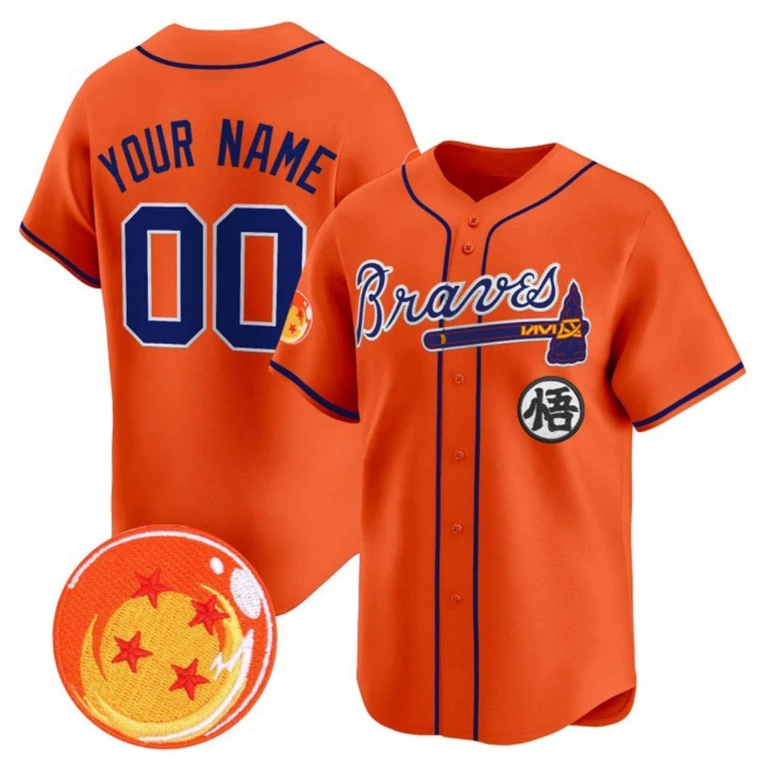 Custom Atlanta Braves x Dragon Ball Orange BFRAILEY Vapor Premier Limited Jersey - All Stitched
