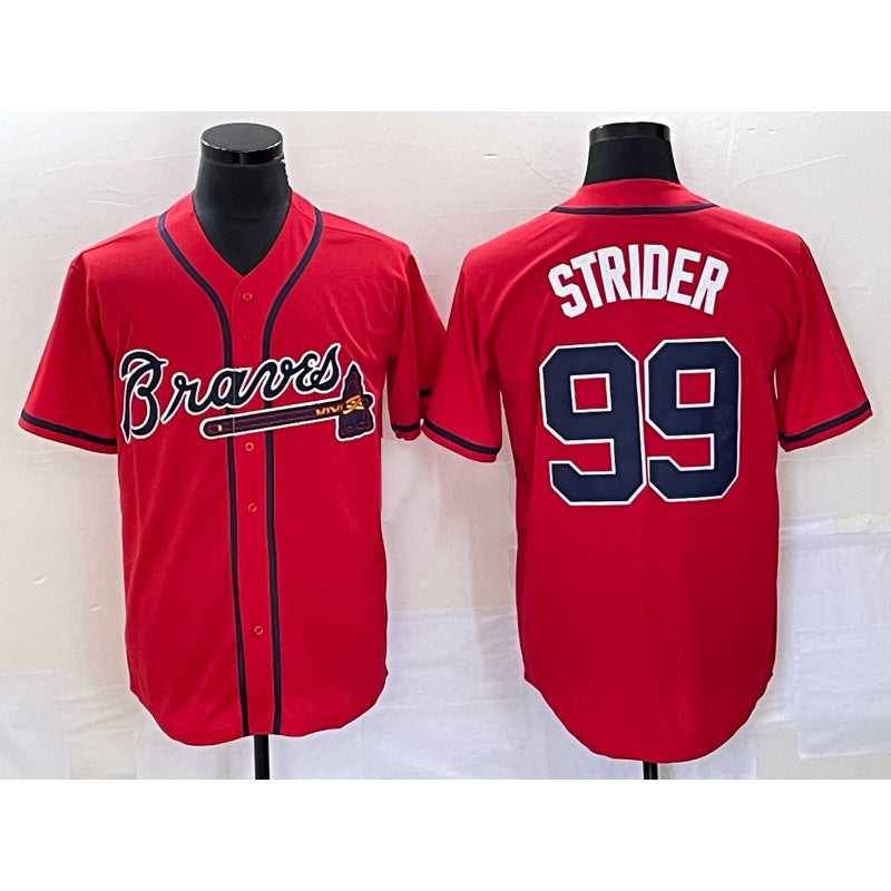 Atlanta Braves #99 Spencer Strider Red BFRAILEY Cool Base Stitched Jersey
