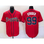 Atlanta Braves #99 Spencer Strider Red BFRAILEY Cool Base Stitched Jersey
