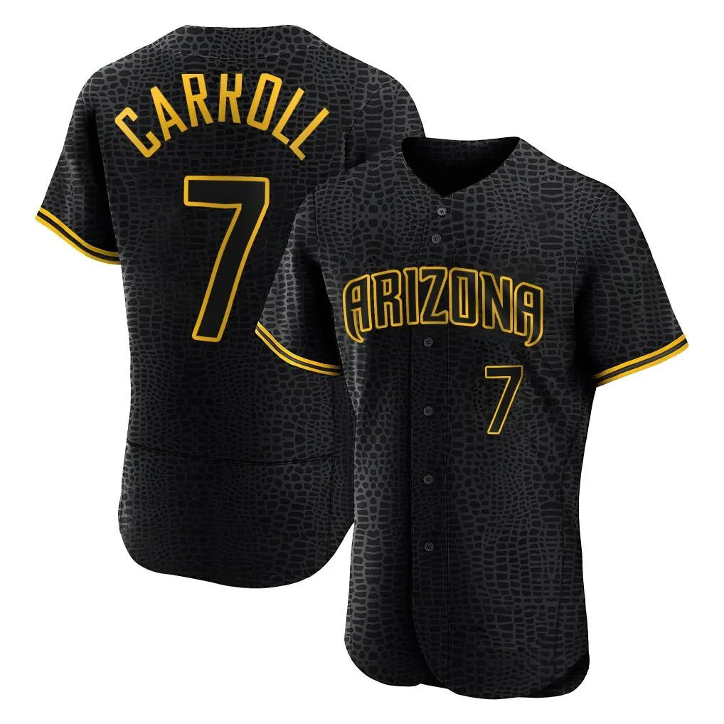 Arizona Diamondbacks #7 Corbin Carroll Player Black BFRAILEY Snake Skin City Limited Elite Home Game Stitched Jerseys