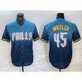 Philadelphia Phillies #45 Zack Wheeler Blue BFRAILEY 2024 City Cool Base Stitched Jersey