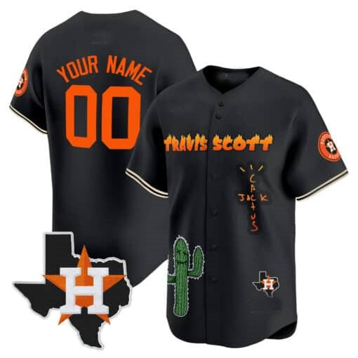 Custom Houston Astros Cactus Jack Patch Vapor Premier Limited Jersey V9 ¨C Black BFRAILEY