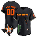 Custom Houston Astros Cactus Jack Patch Vapor Premier Limited Jersey V9 ¨C Black BFRAILEY