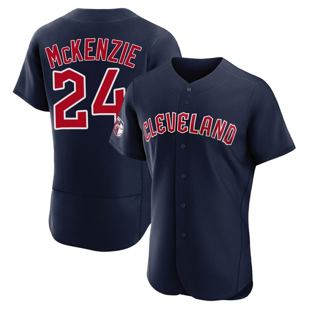 Cleveland Guardians #24 Triston McKenzie Player Navy BFRAILEY Limited Elite Home Stitched Jerseys