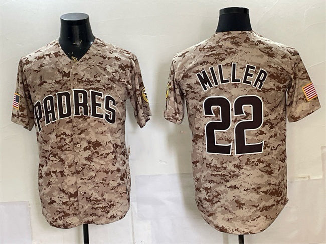 San Diego Padres #22 Mason Miller Tan BFRAILEY Camo Cool Base Stitched Jersey