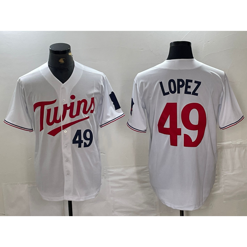 Minnesota Twins #49 Pablo Lopez Number White BFRAILEY Stitched Cool Base Jersey