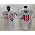 Minnesota Twins #49 Pablo Lopez Number White BFRAILEY Stitched Cool Base Jersey