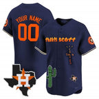 Custom Houston Astros Cactus Jack Patch Vapor Premier Limited Jersey V9 ¨C Navy BFRAILEY