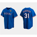 Texas Rangers #31 Max Scherzer Royal BFRAILEY 2023 World Series Stitched Jersey