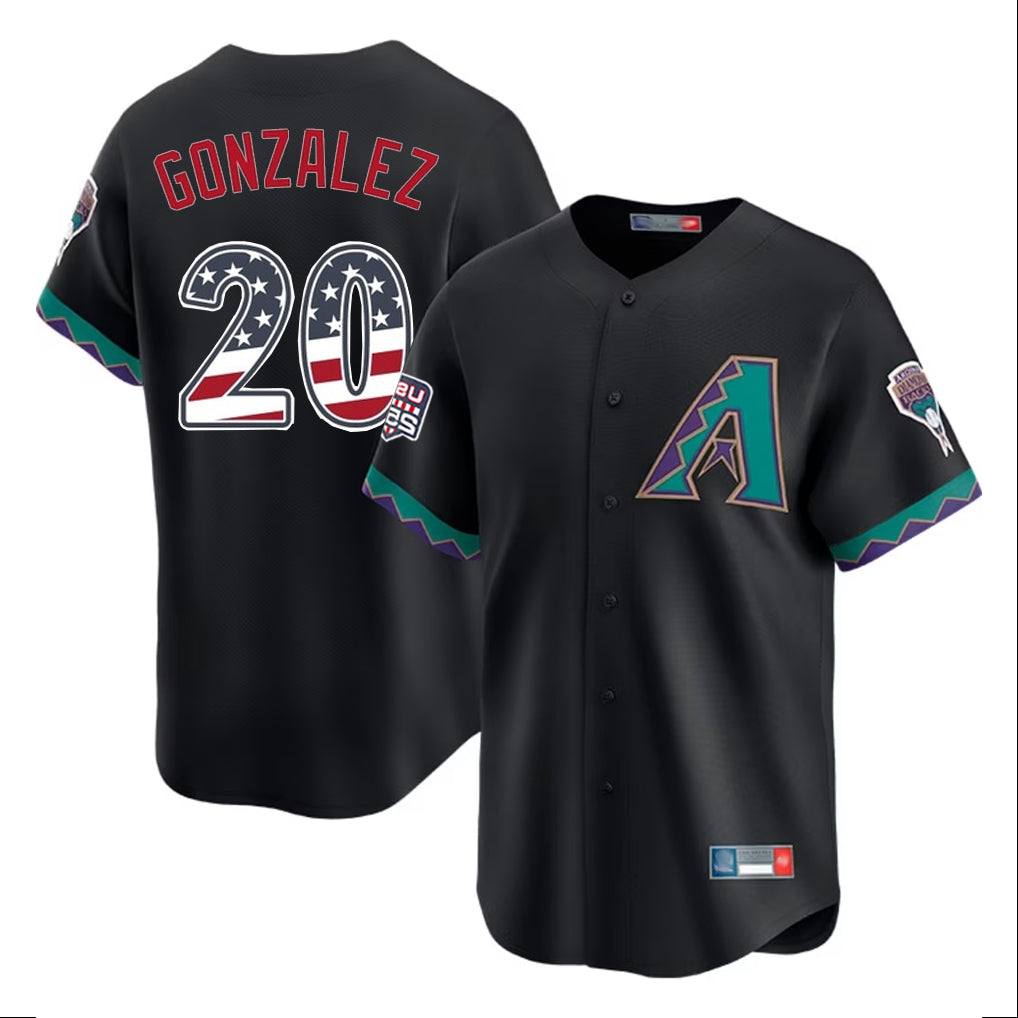 Arizona Diamondbacks #20 Luis Gonzalez Player Black BFRAILEY USA 250 Fourth of July Home Game Stitched Jerseys