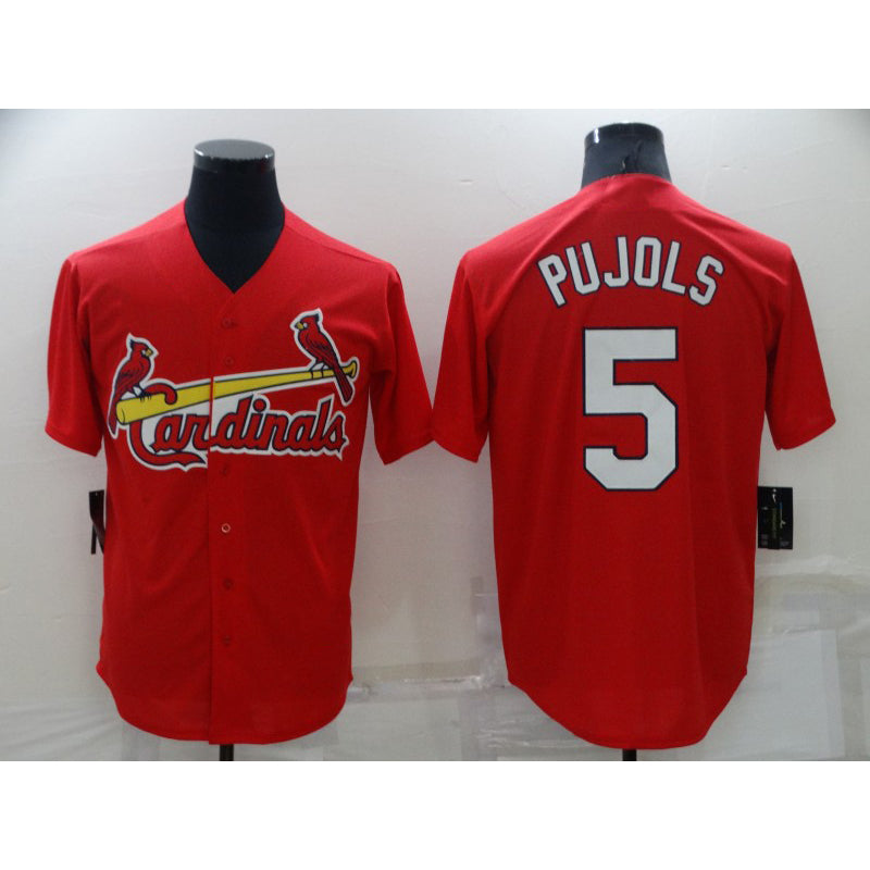 St. Louis Cardinals #5 Albert Pujols Red BFRAILEY Stitched Cool Base Jersey