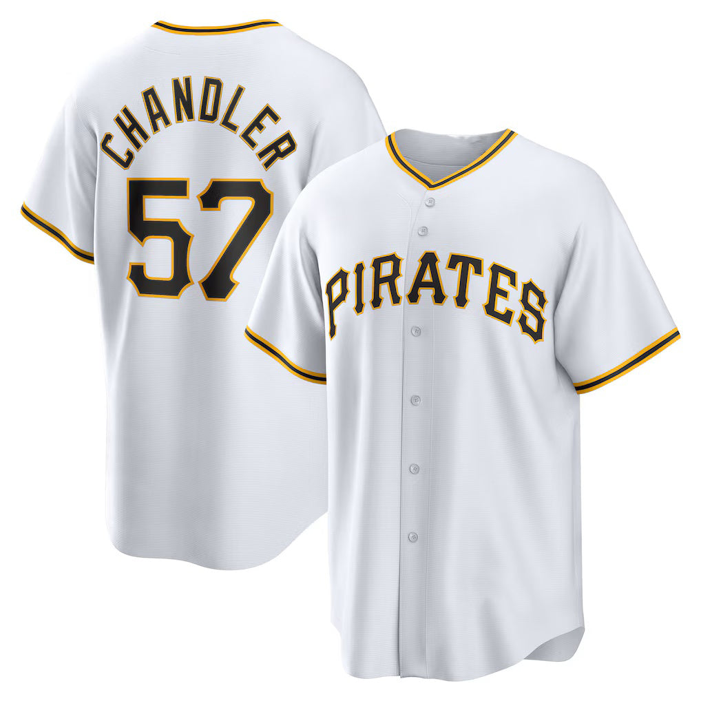Pittsburgh Pirates #57 Bubba Chandler White BFRAILEY Home Replica Jersey