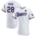 Texas Rangers #28 Jonah Heim White BFRAILEY 2023 World Series Flex Base Stitched Jersey