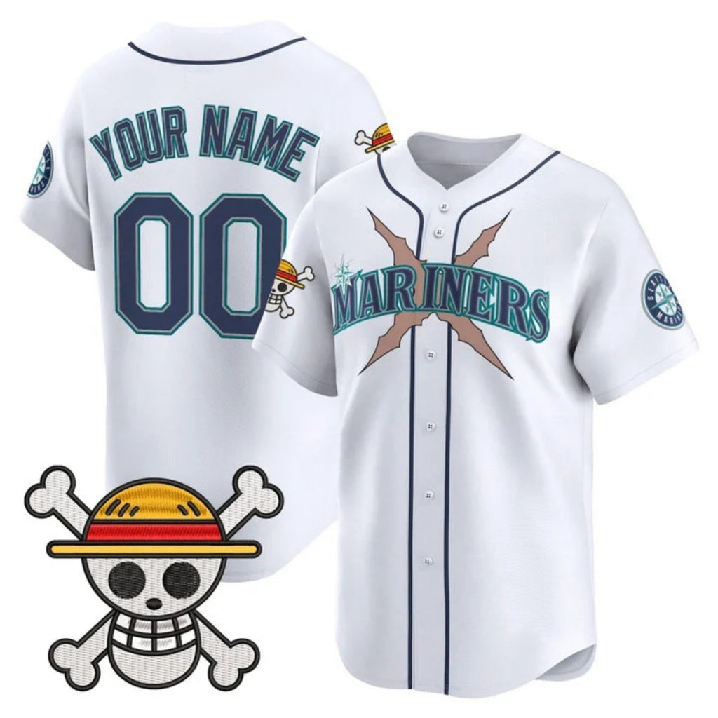 Custom Seattle Mariners x One Piece White BFRAILEY Vapor Premier Limited Jersey - Stitched