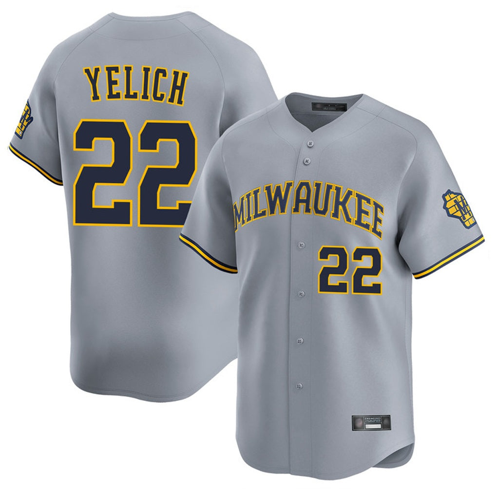 Milwaukee Brewers #22 Christian Yelich Player Gray BFRAILEY Home Limited Stitched Jerseys