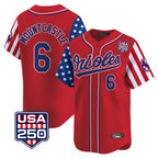 Baltimore Orioles #6 Ryan Mountcastle Player Red BFRAILEY USA 250 Independence Day Vapor Premier Limited Home Game Stitched Jerseys
