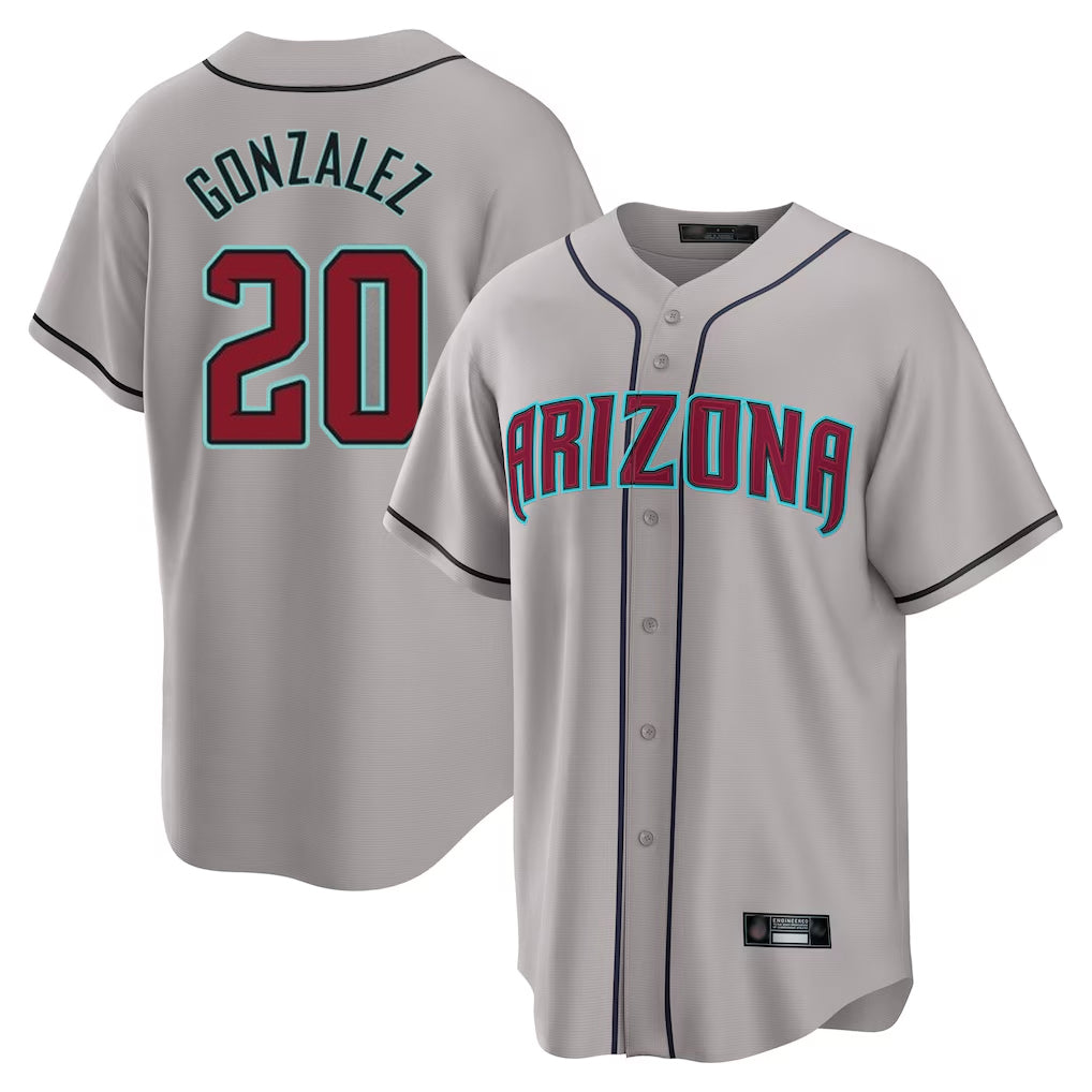 Arizona Diamondbacks #20 Luis Gonzalez Player Gray BFRAILEY Road Home Game Stitched Jerseys