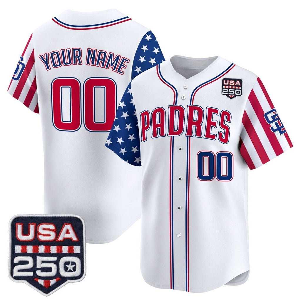 Custom San Diego Padres America 250 Edition Vapor Premier Limited White BFRAILEY Stitched Jerseys