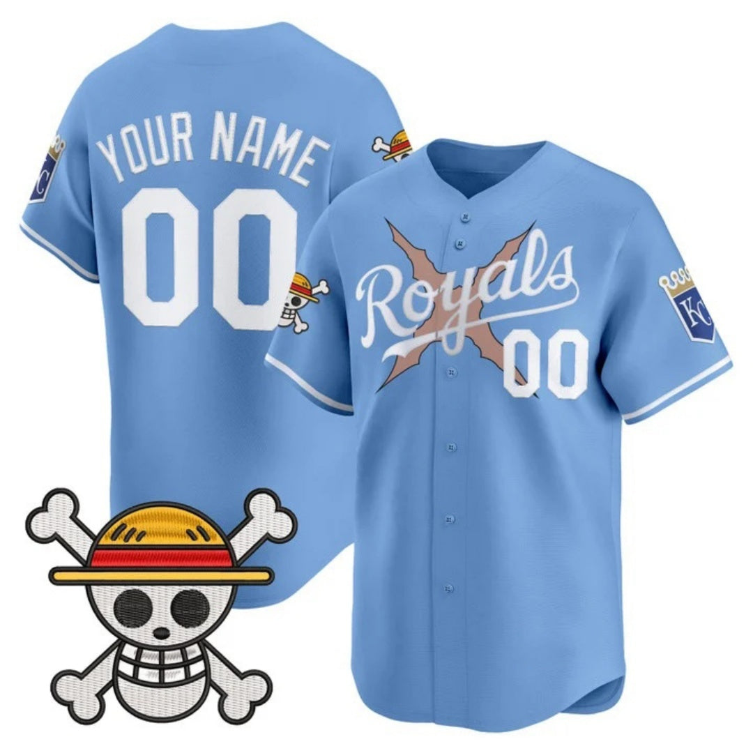 Custom Kansas City Royals x One Piece Blue BFRAILEY Vapor Premier Limited Jersey - Stitched