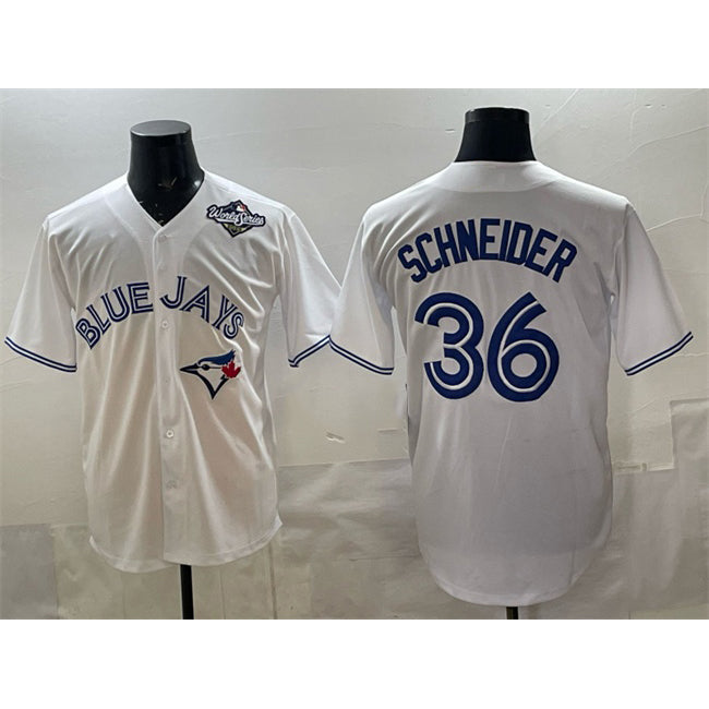 Toronto Blue Jays #36 Davis Schneider White BFRAILEY 2025 World Series Home Cool Base Stitched Jersey