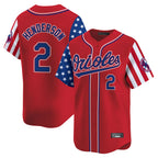 Baltimore Orioles #2 Gunnar Henderson Player Red BFRAILEY Independence Day Vapor Premier Limited Home Game Stitched Jerseys