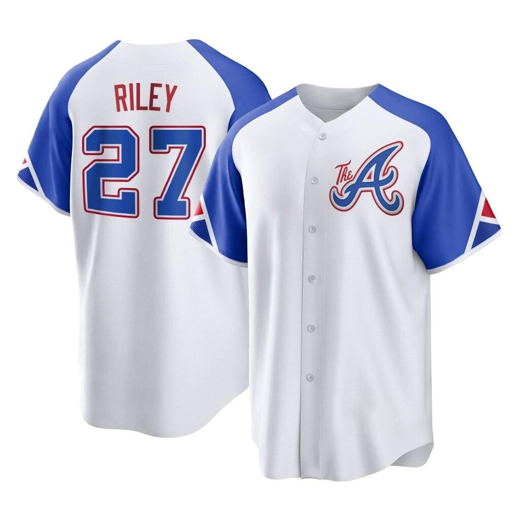 Atlanta Braves #27 Austin Riley Player White BFRAILEY City Connect Home Game Stitched Jerseys