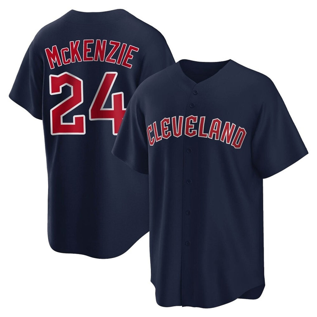 Cleveland Guardians #24 Triston McKenzie Player Navy BFRAILEY Game Home Stitched Jerseys