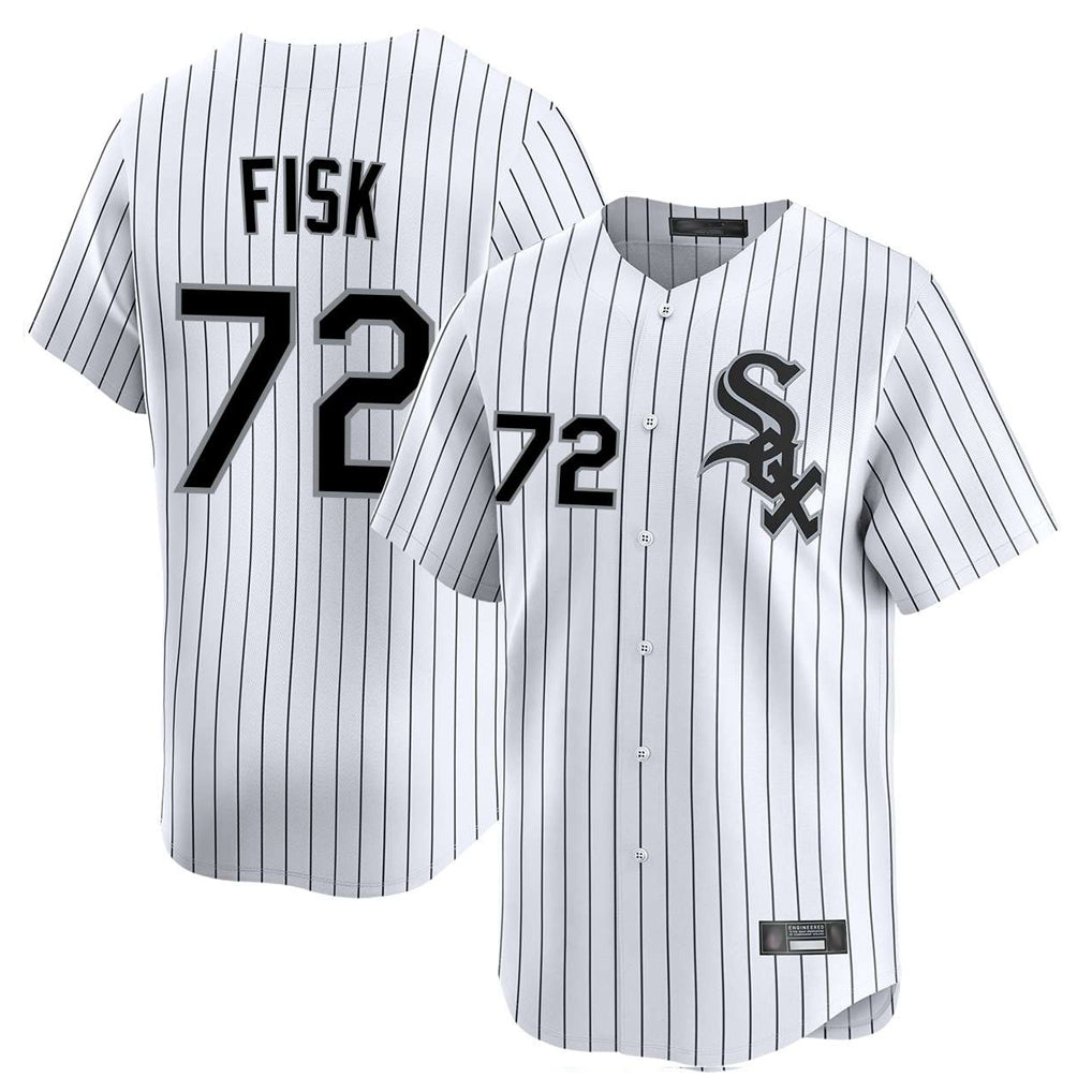 Chicago White Sox #72 Carlton Fisk Player White BFRAILEY Stripe Limited Home Stitched Jerseys