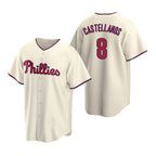 Philadelphia Phillies #8 Nick Castellanos Cream BFRAILEY Cool Base Stitched Jersey