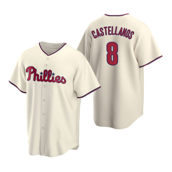 Philadelphia Phillies #8 Nick Castellanos Cream BFRAILEY Cool Base Stitched Jersey