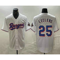 Texas Rangers #25 Jose Leclerc White BFRAILEY 2024 Gold Collection Limited Cool Base Jersey