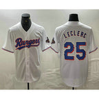 Texas Rangers #25 Jose Leclerc White BFRAILEY 2024 Gold Collection Limited Cool Base Jersey