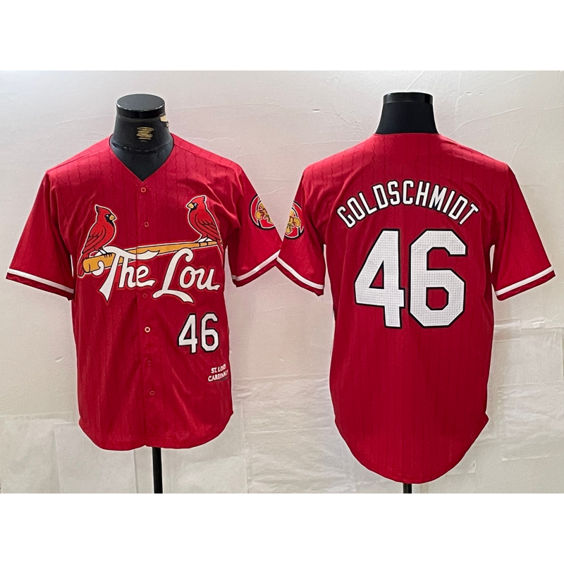St. Louis Cardinals #46 Paul Goldschmidt Red BFRAILEY 2024 City Connect Limited Stitched Jersey