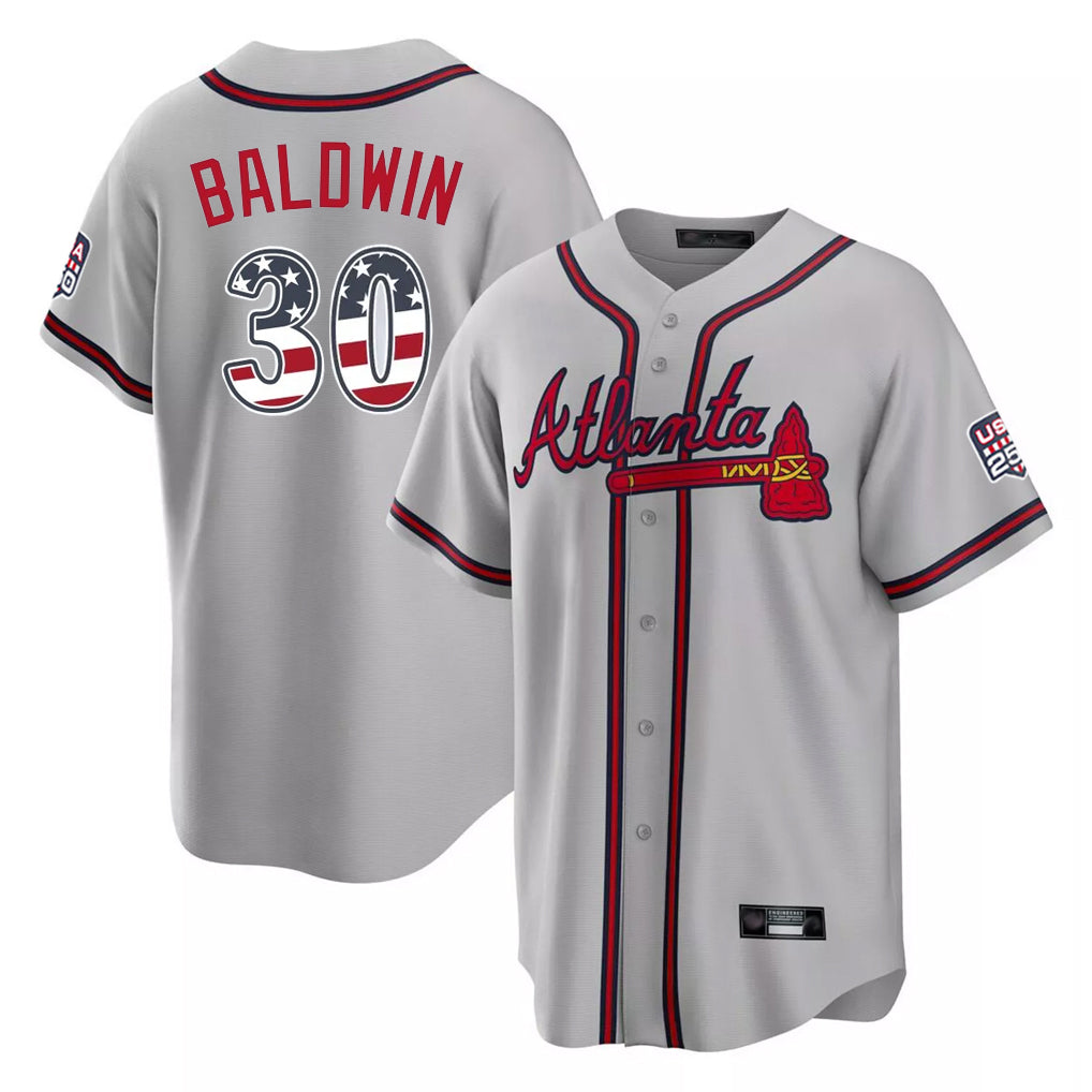 Atlanta Braves #30 Drake Baldwin Player Gray BFRAILEY USA 250 Fourth Of July Limited Home Game Stitched Jerseys