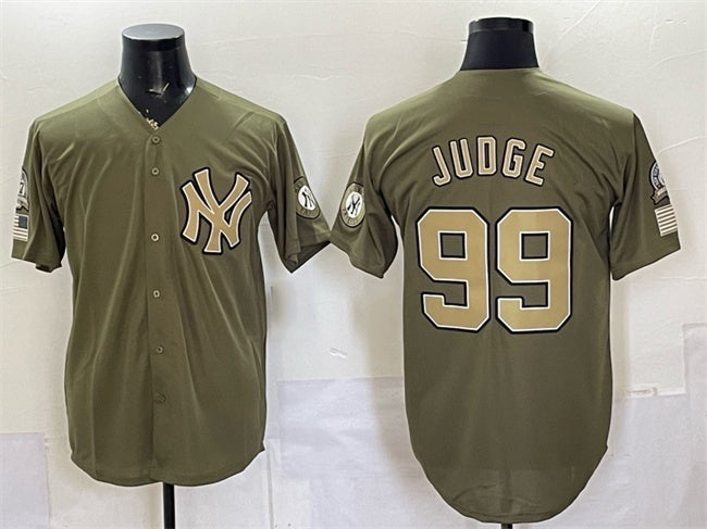 New York Yankees #99 Aaron Judge Olive BFRAILEY 2026 Armed Forces Day Stitched Jersey
