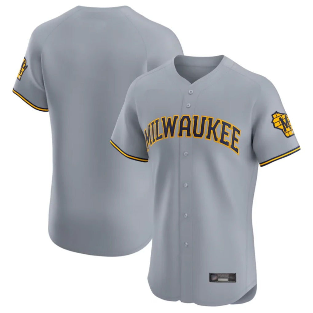 Milwaukee Brewers Blank Player Gray BFRAILEY Home Limited Elite Stitched Jerseys