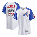 Atlanta Braves #10 Chipper Jones Player White BFRAILEY USA 250 Fourth Of July City Connect Home Game Stitched Jerseys