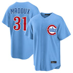 Chicago Cubs #31 Greg Maddux Player Light Blue BFRAILEY Home Game Stitched Jerseys