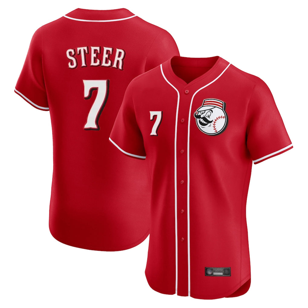 Cincinnati Reds #7 Spencer Steer Player Red BFRAILEY Limited Elite Home Game Stitched Jerseys
