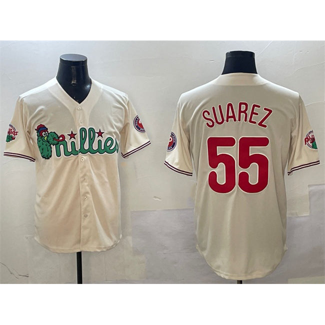 Philadelphia Phillies #55 Ranger Su¨¢rez Cream BFRAILEY Phanatic Limited Stitched Jersey