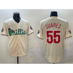 Philadelphia Phillies #55 Ranger Su¨¢rez Cream BFRAILEY Phanatic Limited Stitched Jersey