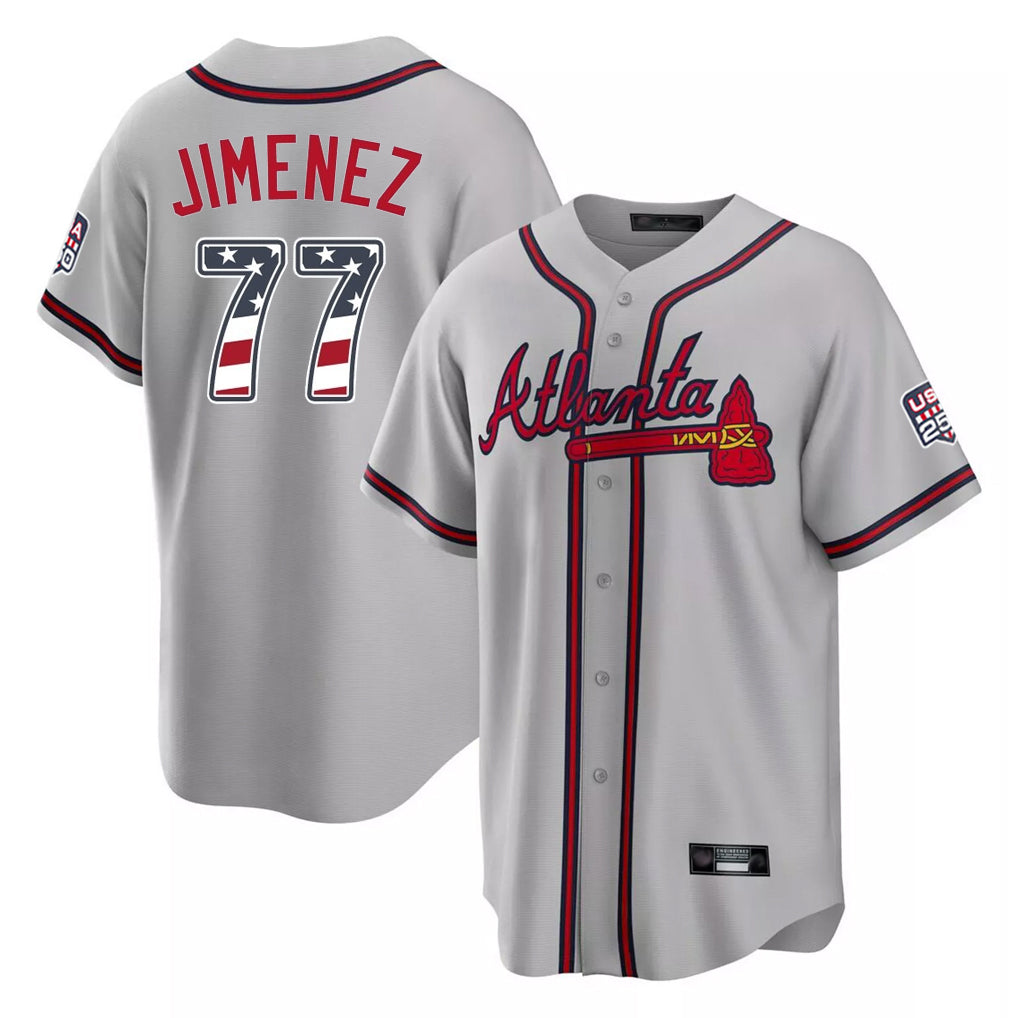Atlanta Braves #77 Joe Jimenez Player Gray BFRAILEY USA 250 Fourth Of July Limited Home Game Stitched Jerseys