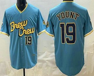 Milwaukee Brewers #19 Robin Yount Powder Blue BFRAILEY Limited Jersey