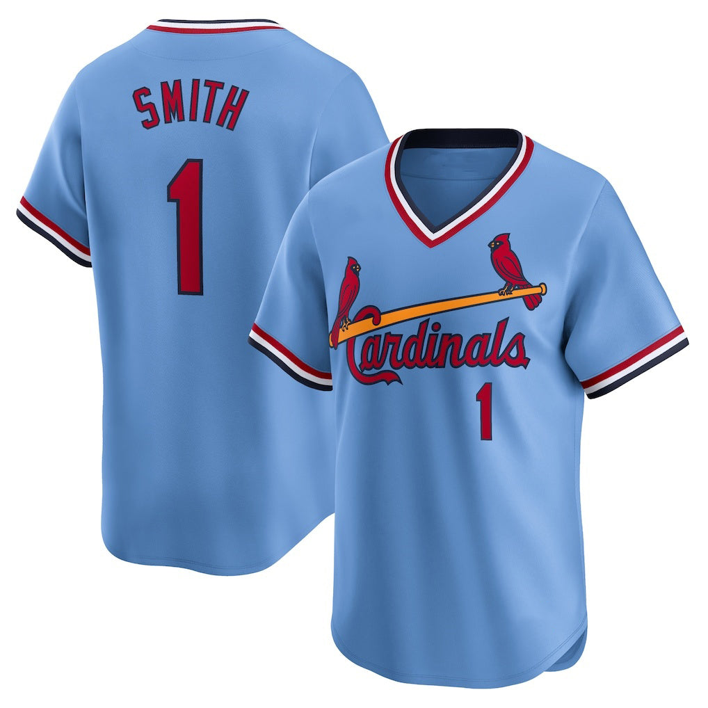 St. Louis Cardinals #1 Ozzie Smith Royal BFRAILEY Throwback Cooperstown Limited Jersey
