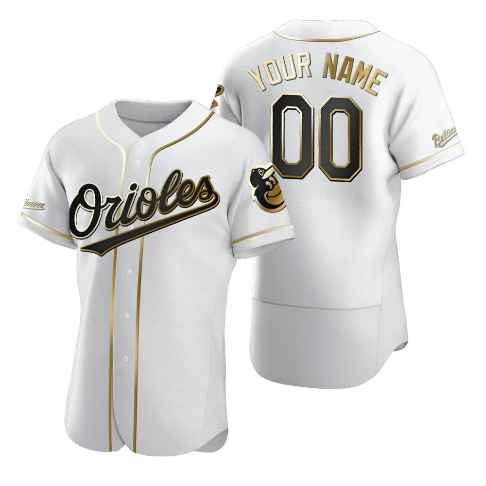Custom Baltimore Orioles White BFRAILEY Stitched Flex Base Golden Edition Jersey