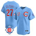 Chicago Cubs #27 Seiya Suzuki Player Light Blue BFRAILEY 150th Anniversary Limited Home Stitched Jerseys